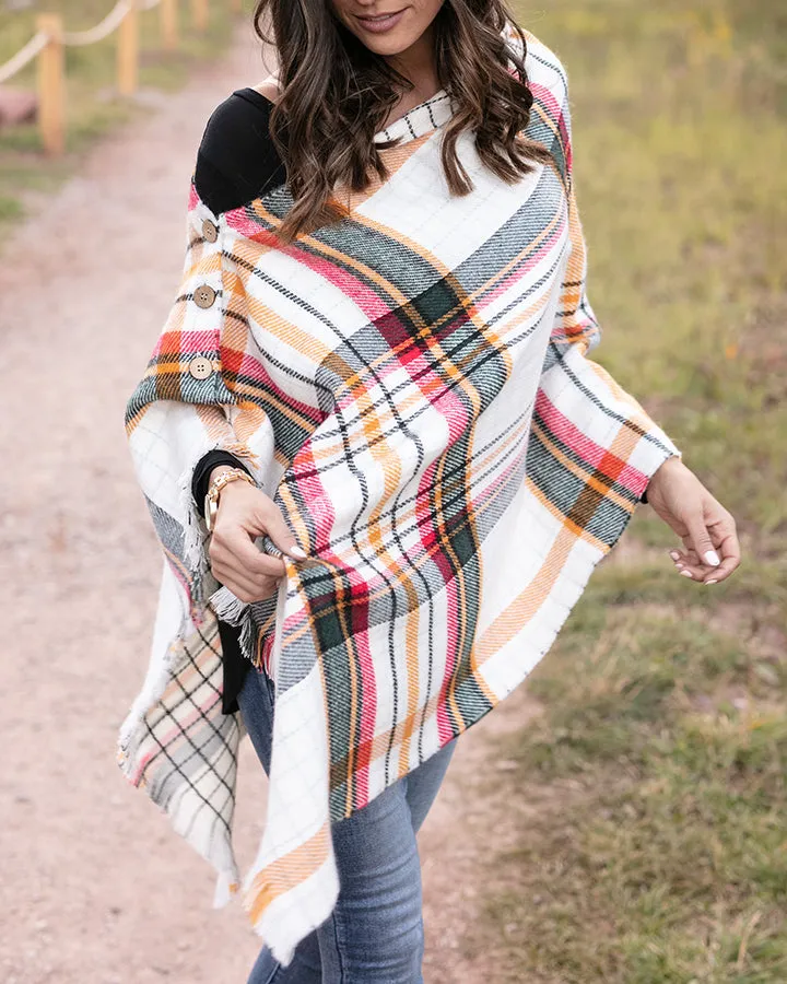 Grace & Lace Reversible Button Scarf/Poncho