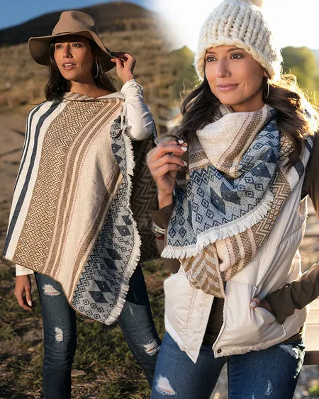 Grace & Lace Reversible Button Scarf/Poncho