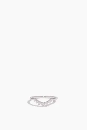 Graduated Pear Shaped Diamond Curbed Jacket Ring in 14k White Gold