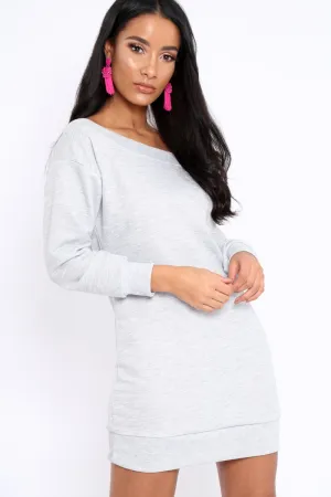 Grey Bardot Sweater Dress - Ariel