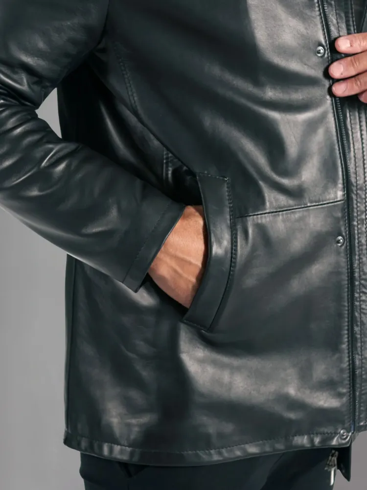 Heavy-duty Brown Leather Bomber Jacket