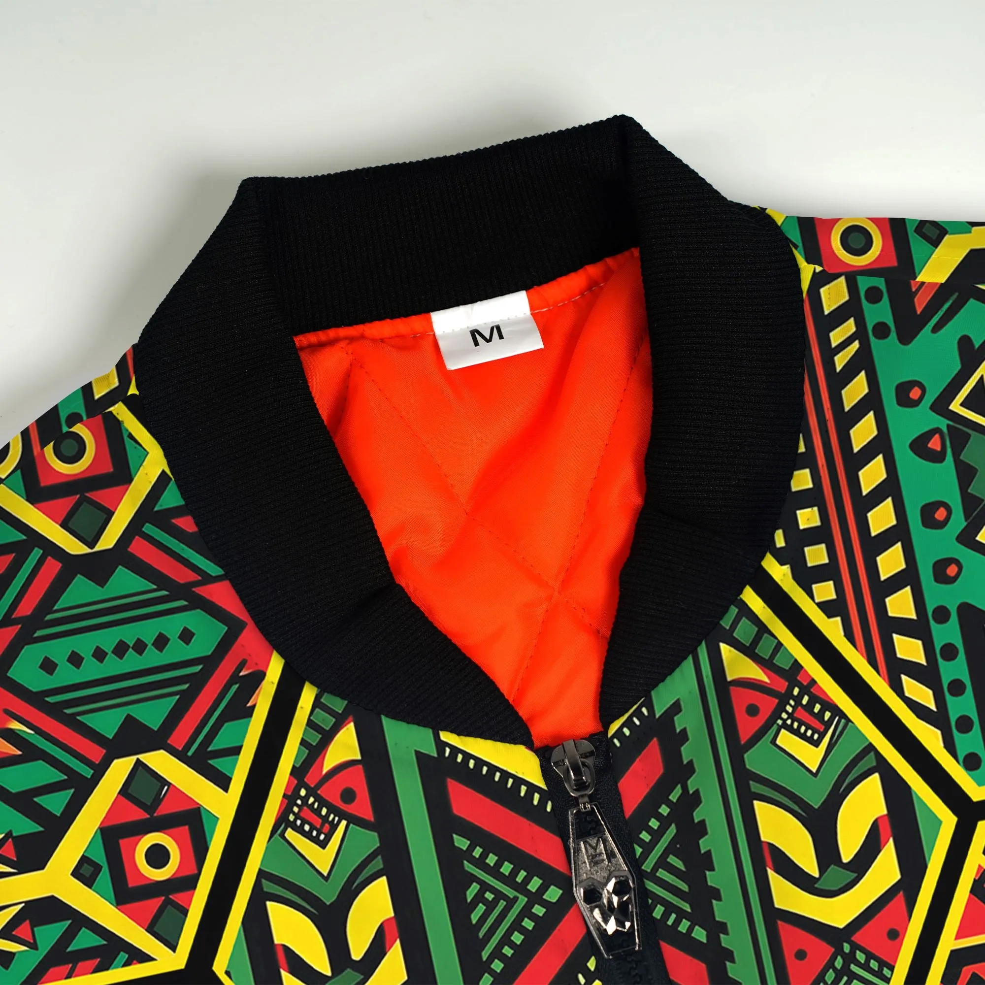 Hexagon African Patterns in Pan-African Colors Bomber Jacket