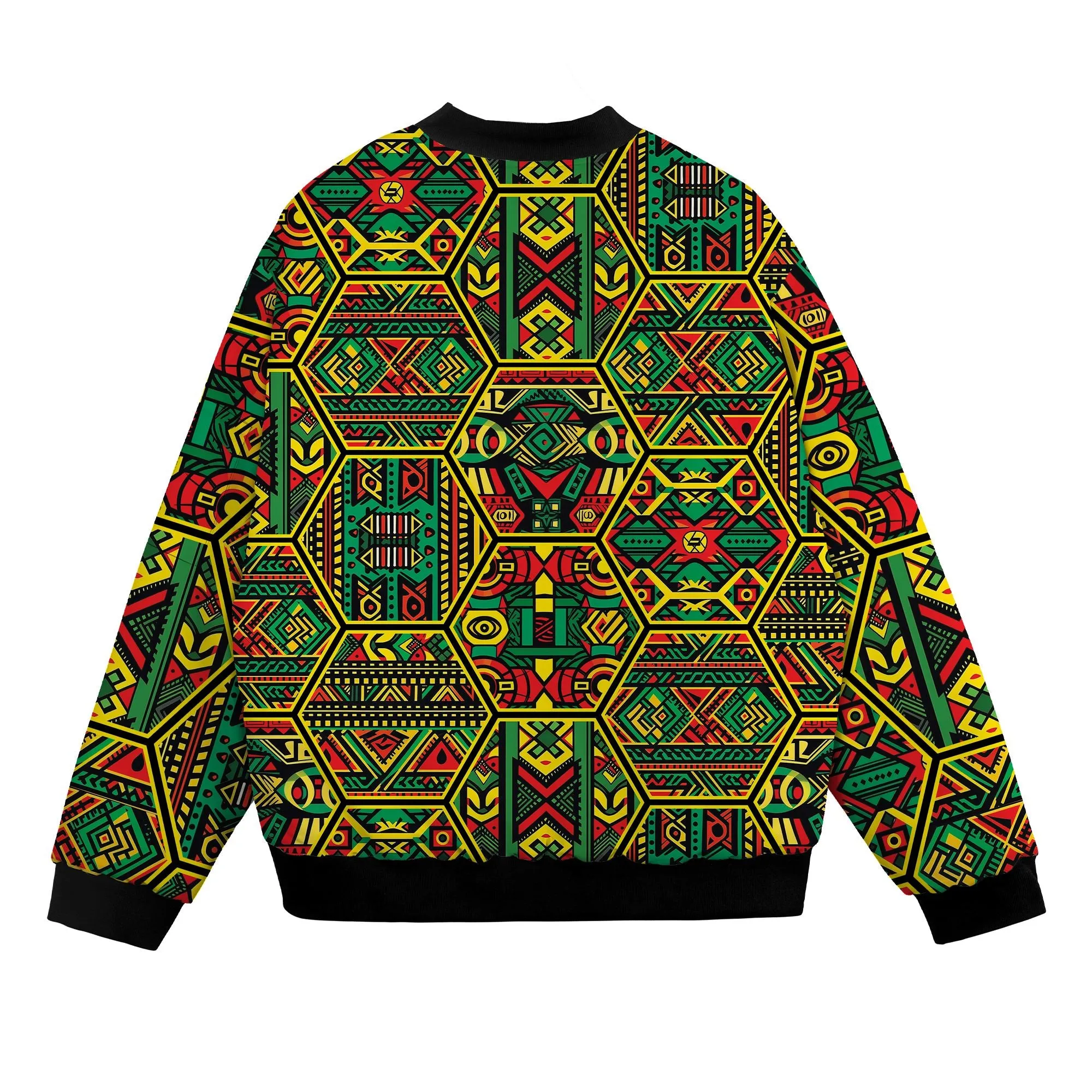 Hexagon African Patterns in Pan-African Colors Bomber Jacket