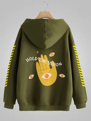 Hold the Vision, Embrace the Olive: Men's Pullover Hoodie