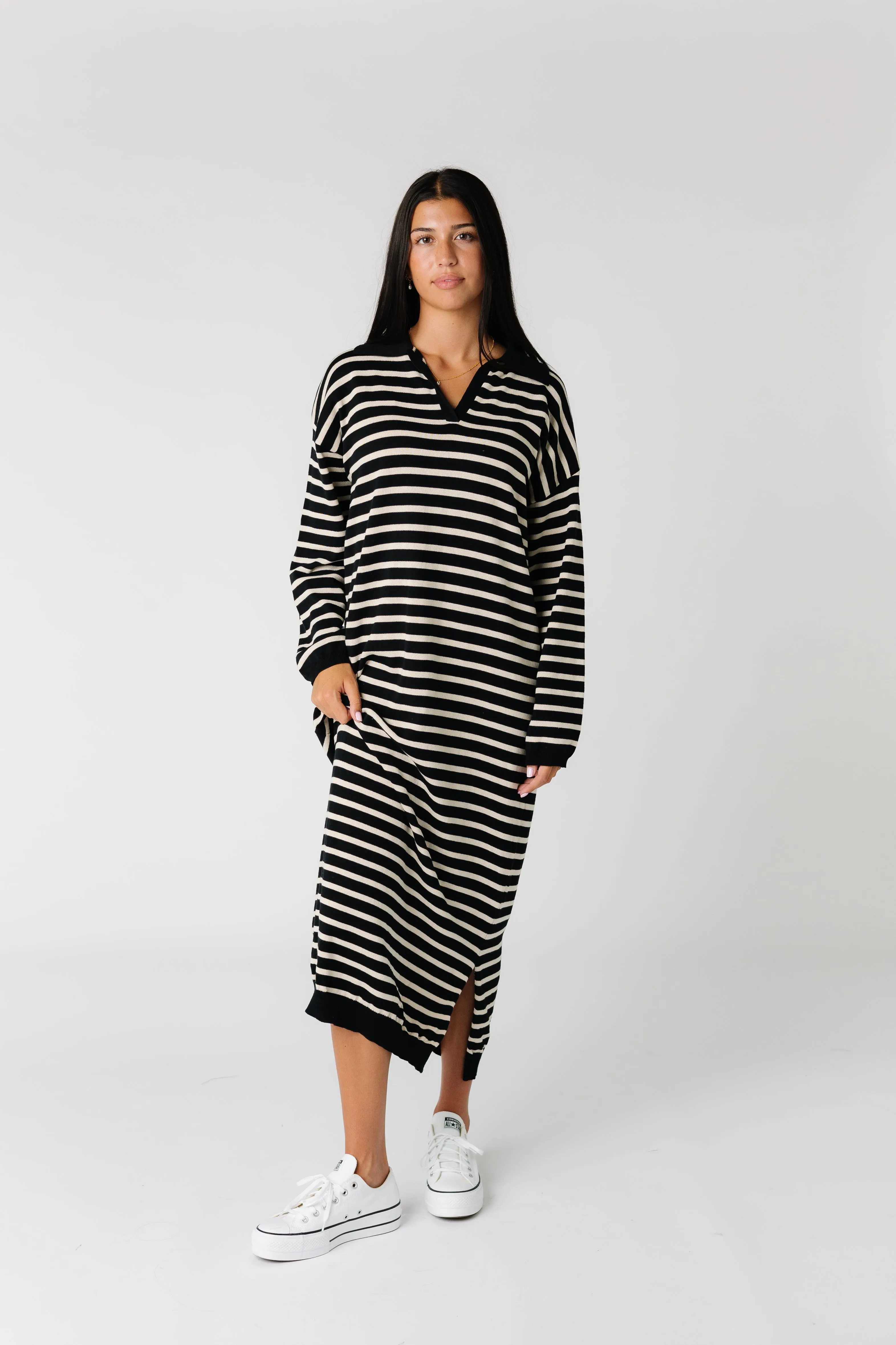 Hunter Striped Collar Sweater Dress