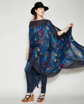 INDIGO WINGS PASHMINA PONCHO