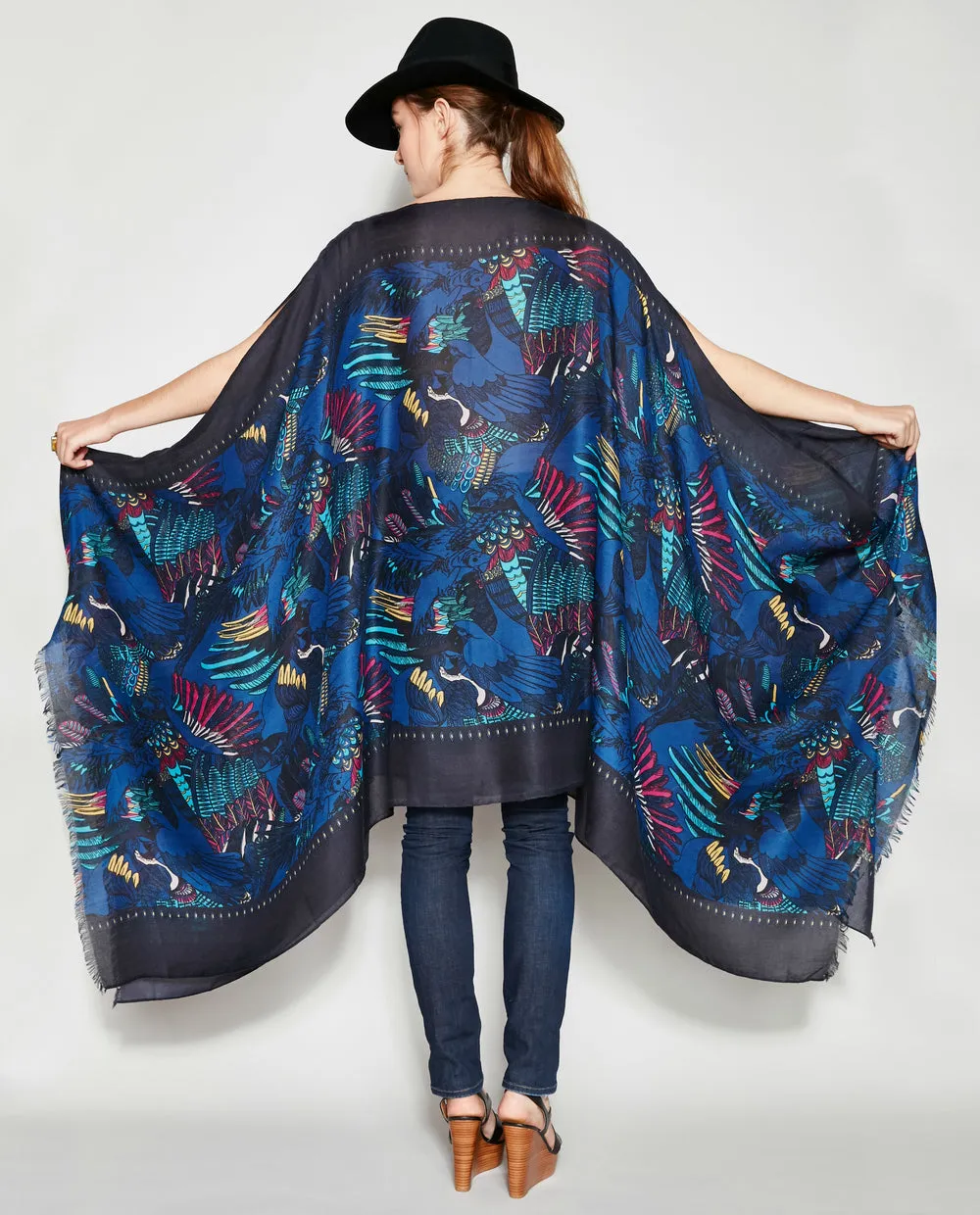 INDIGO WINGS PASHMINA PONCHO