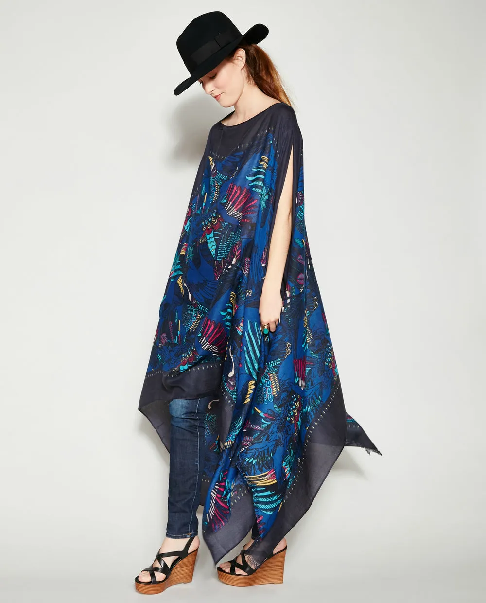 INDIGO WINGS PASHMINA PONCHO