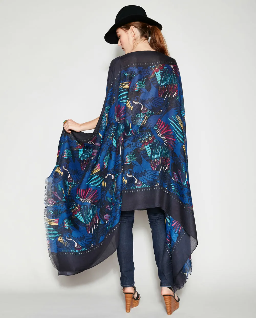 INDIGO WINGS PASHMINA PONCHO