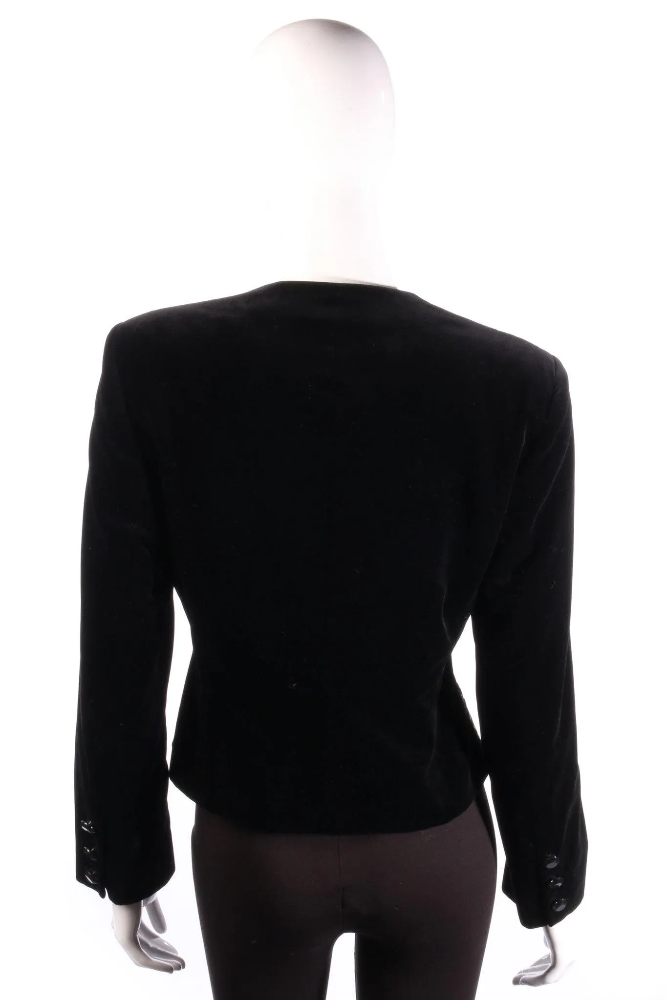 Jaeger Vintage Velvet Jacket Black with Gold Embroidery UK Size 10