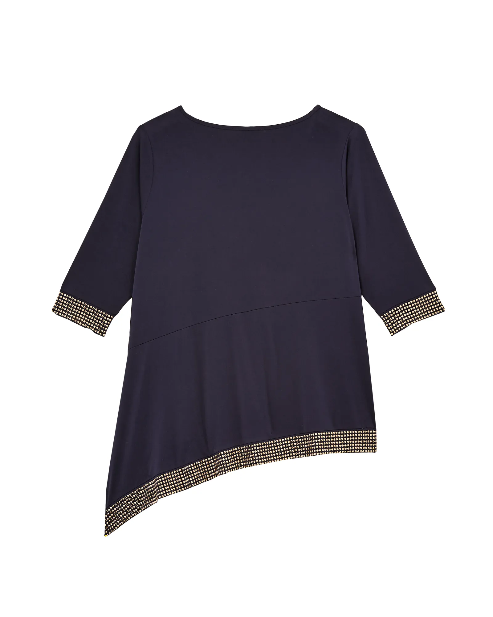 Janice Asymmetrical Embellished Top | Navy / Gold