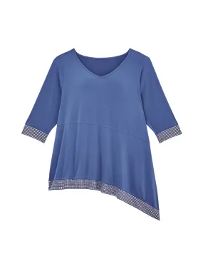 Janice Asymmetrical Embellished Top | Royal Blue / Gold