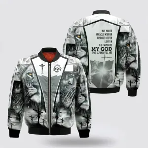 Jesus On The Cross With Lion Bomber Jacket - Jesus Shirt for Men Women