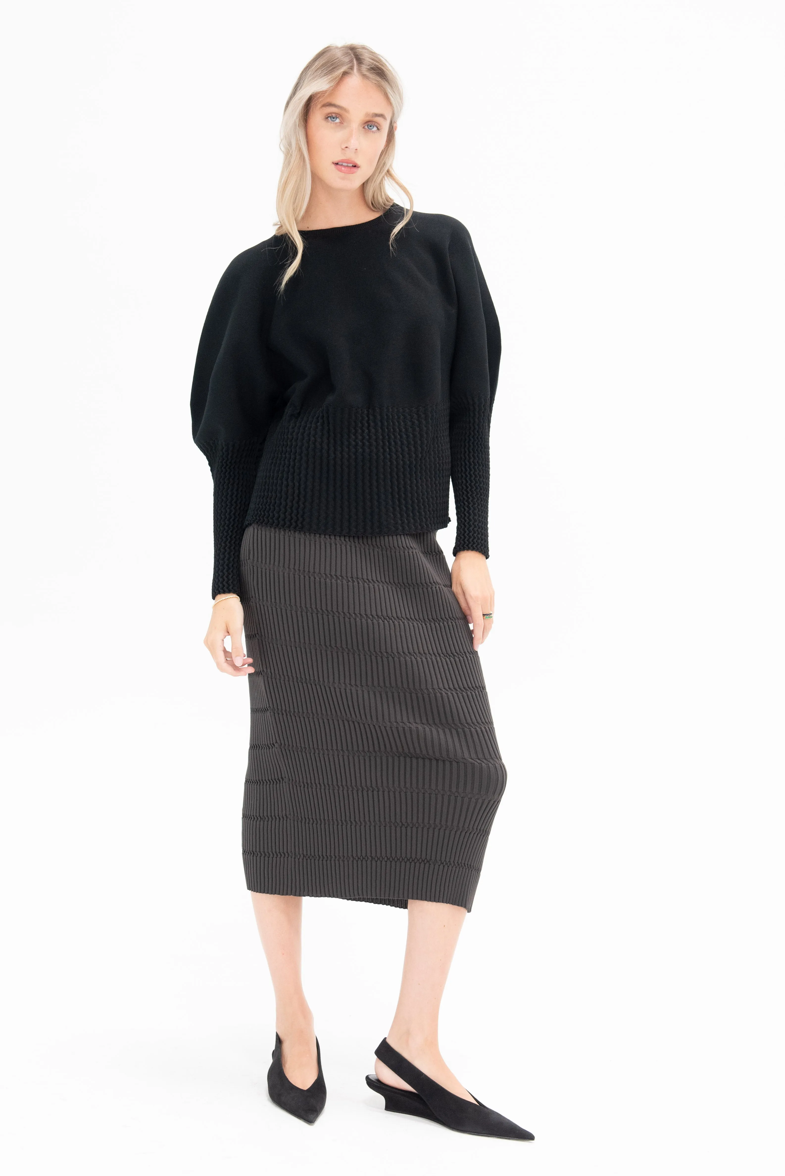 Jiggy Knit Skirt, Chocolate Brown