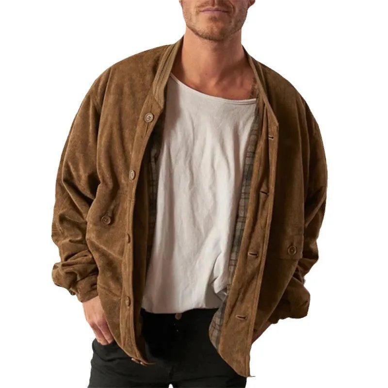 Jinquedai bomber jacket 2024 Maillard Suede Jacket Men's Autumn Versatile Solid Color Casual Men's Jacket