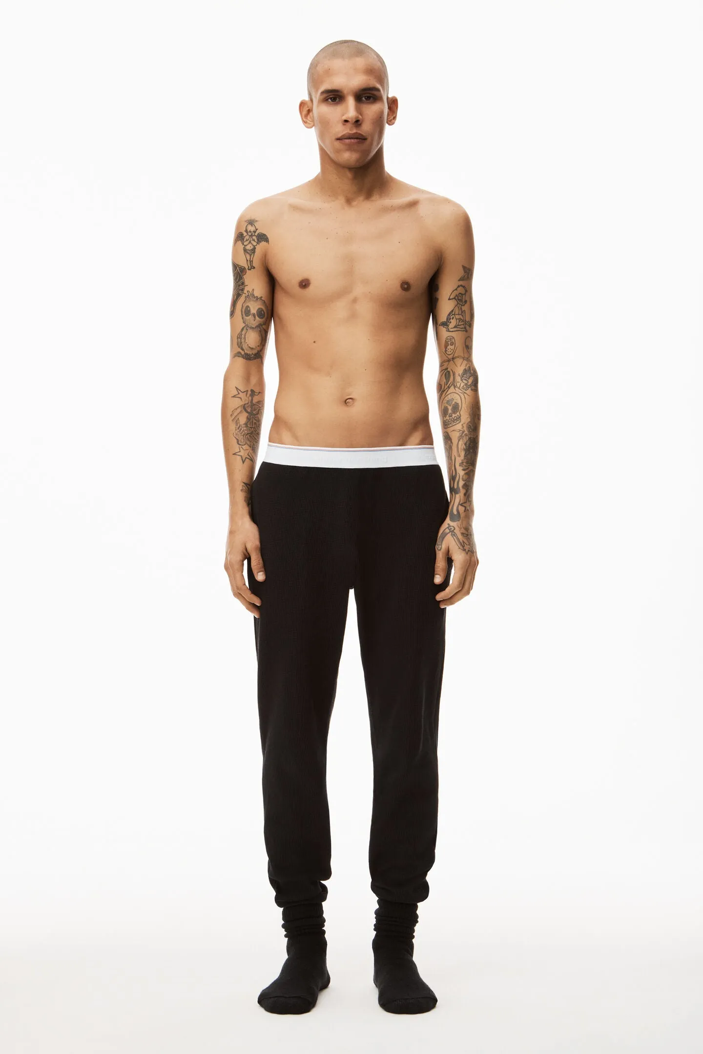 JOGGER | BLACK COTTON WAFFLE  | AW