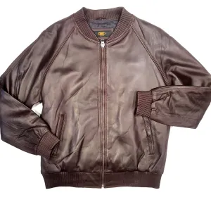 Kashani Burgundy Naked Lambskin Bomber Jacket