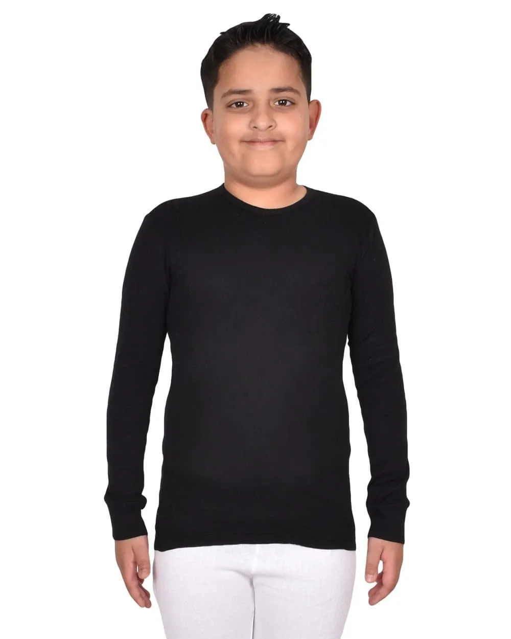 Kids Black Long Sleeve Thermal Underwear Set