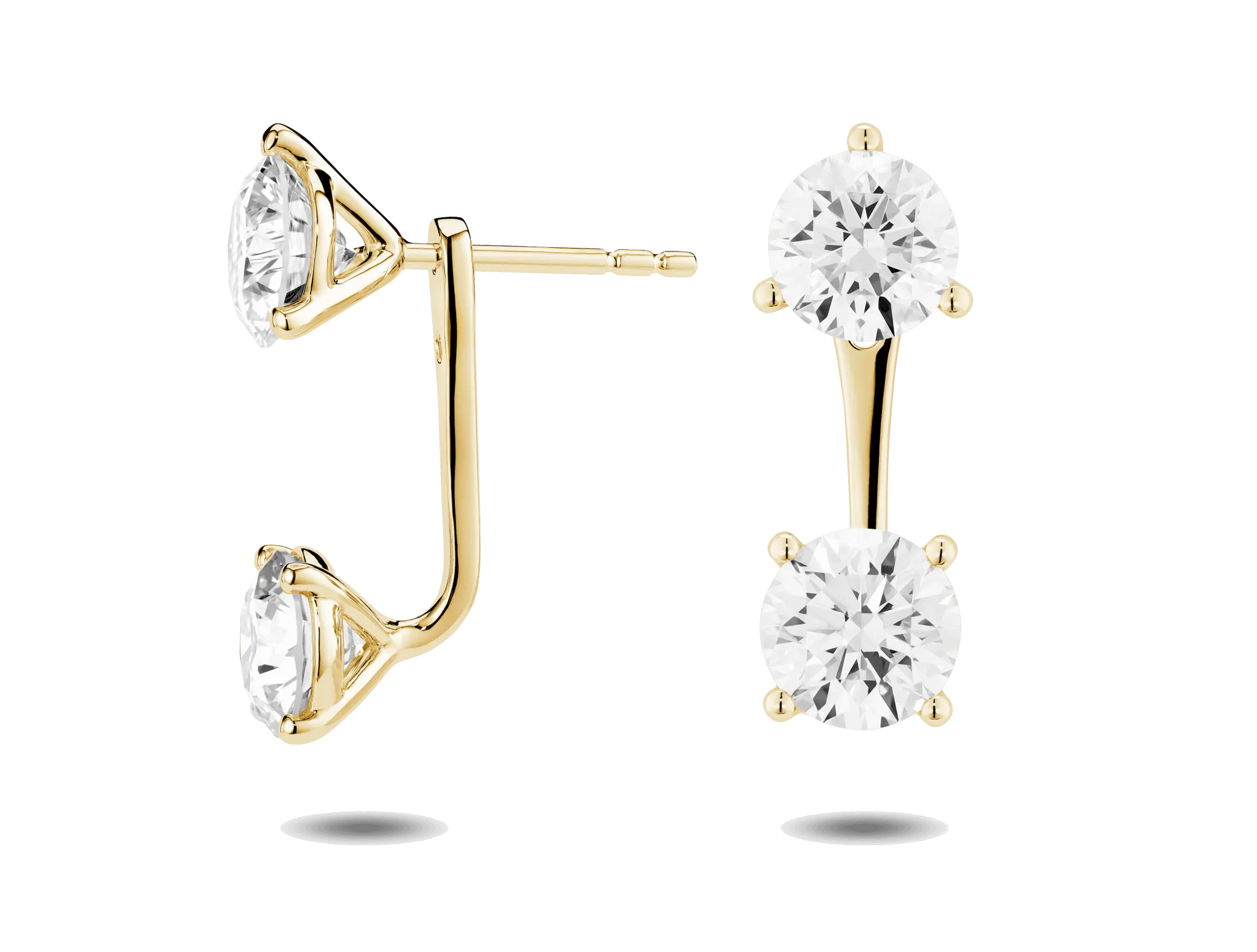 Lab-Grown Diamond 2ct. tw. Round Brilliant Solitaire Ear Jacket Earrings | White