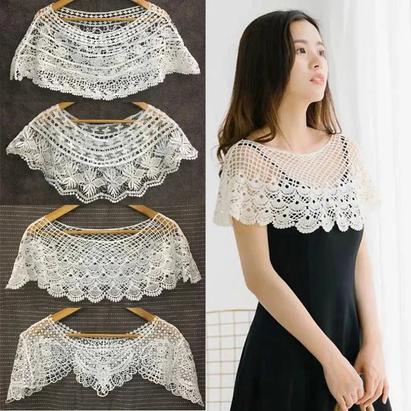 LANFUBEISI Women Knit Hollow Out Shawl Wrap Wedding Bridal Evening Dress Lace Shawl Wedding Sunflower Lace Scarf Shrug Cape Poncho