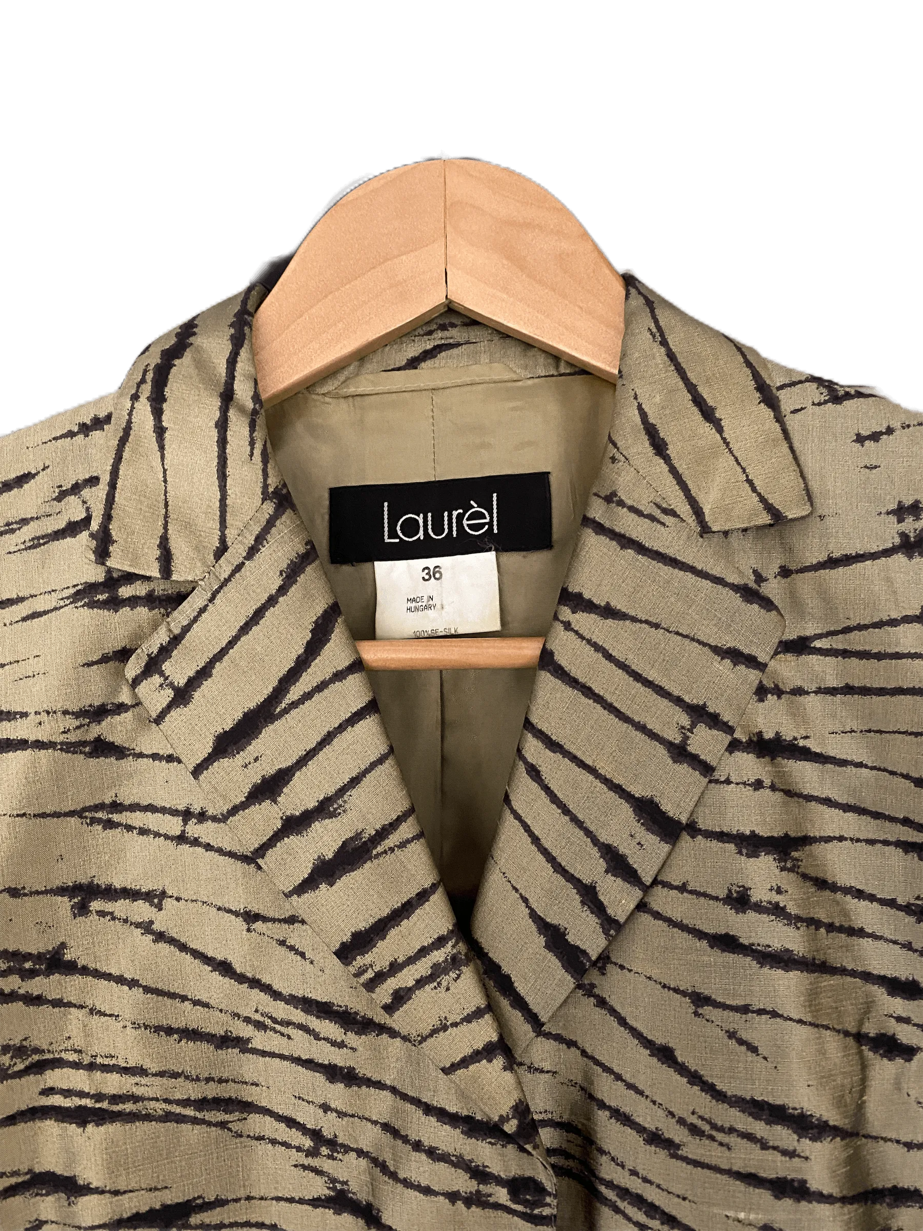 Laurel 100% Silk Gold and Black Single Breasted Jacket Size UK 8/10