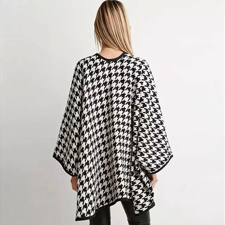 LEO ANVI Solid Thick Cotton and Bamboo Fiber Poncho Jacket