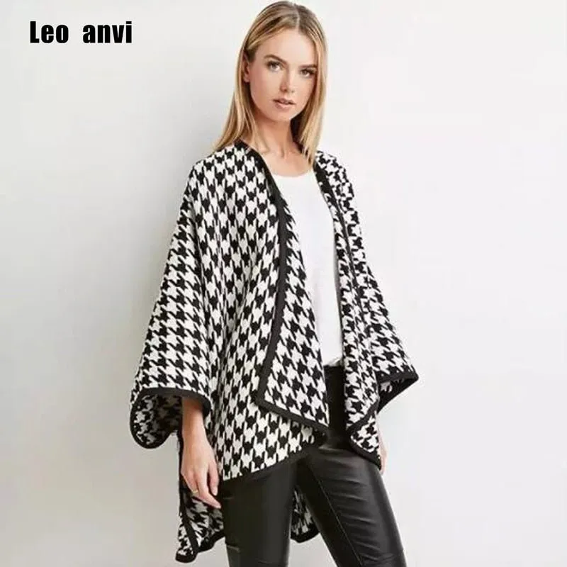 LEO ANVI Solid Thick Cotton and Bamboo Fiber Poncho Jacket