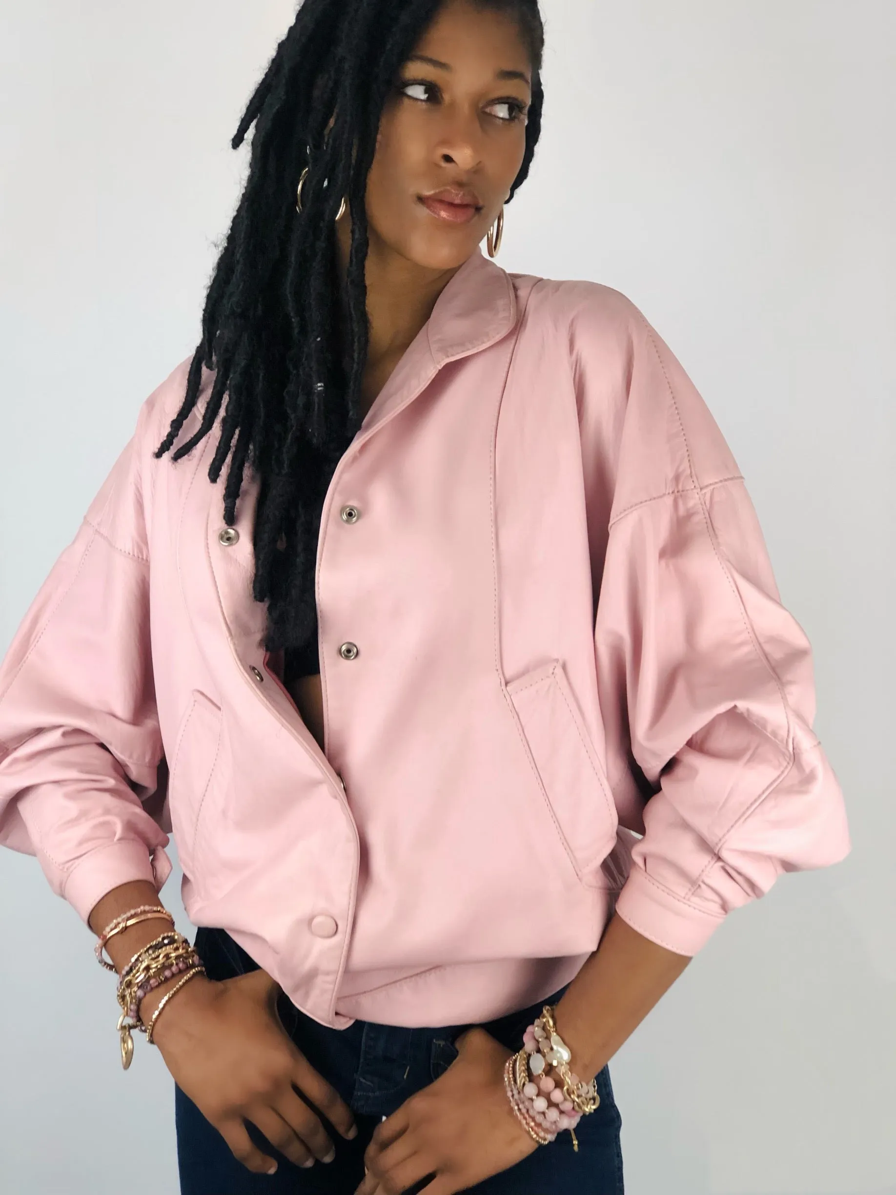 Live: 86 Posh Pink Vintage 80’s Leather Jacket