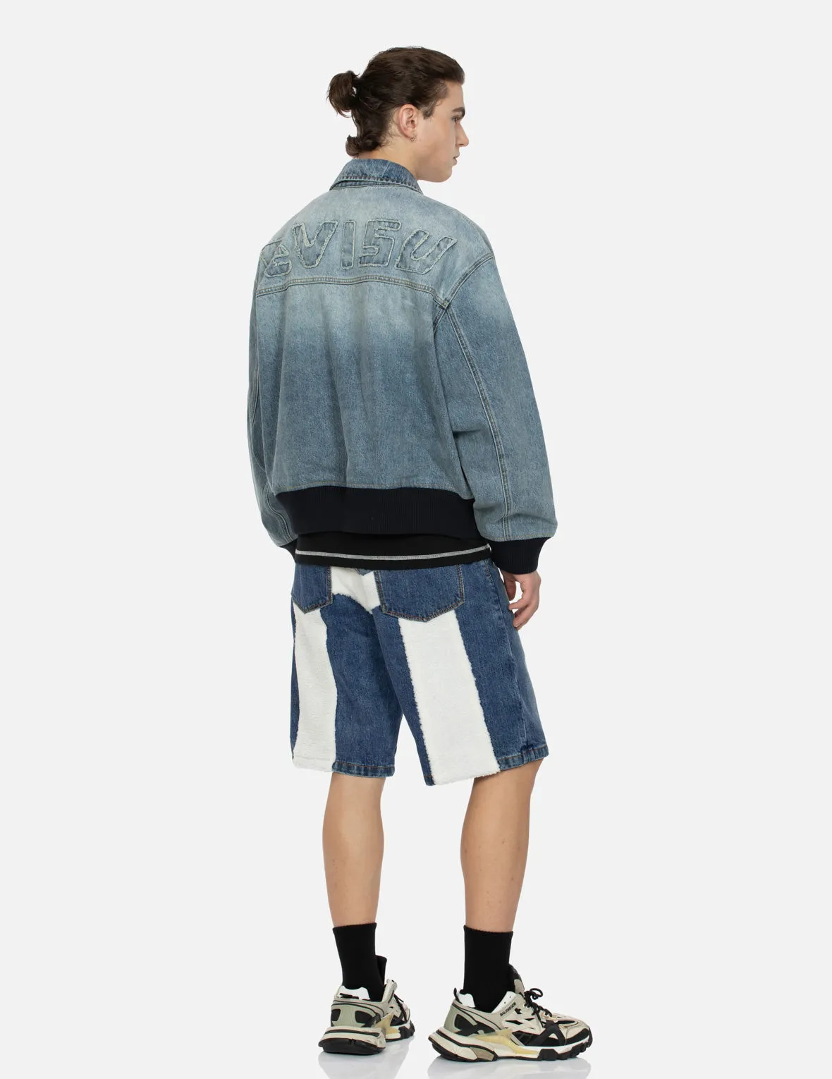 Logo Appliqué Embroidery Oversized Denim Bomber Jacket