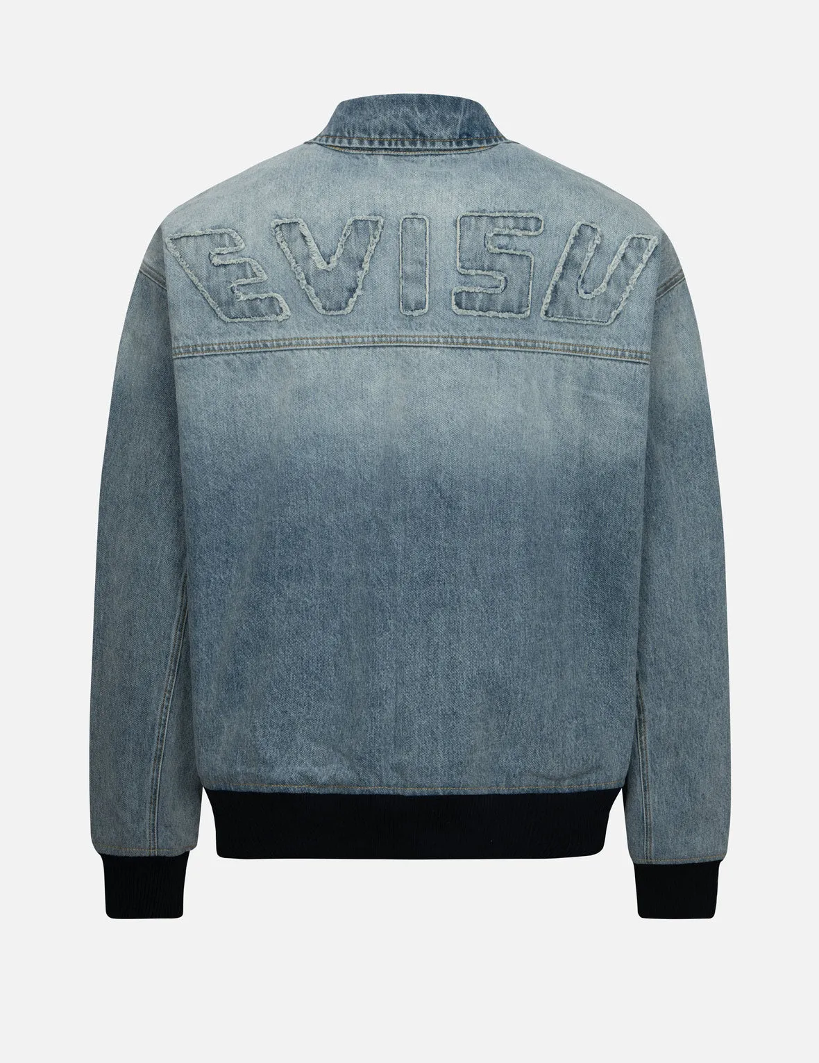 Logo Appliqué Embroidery Oversized Denim Bomber Jacket