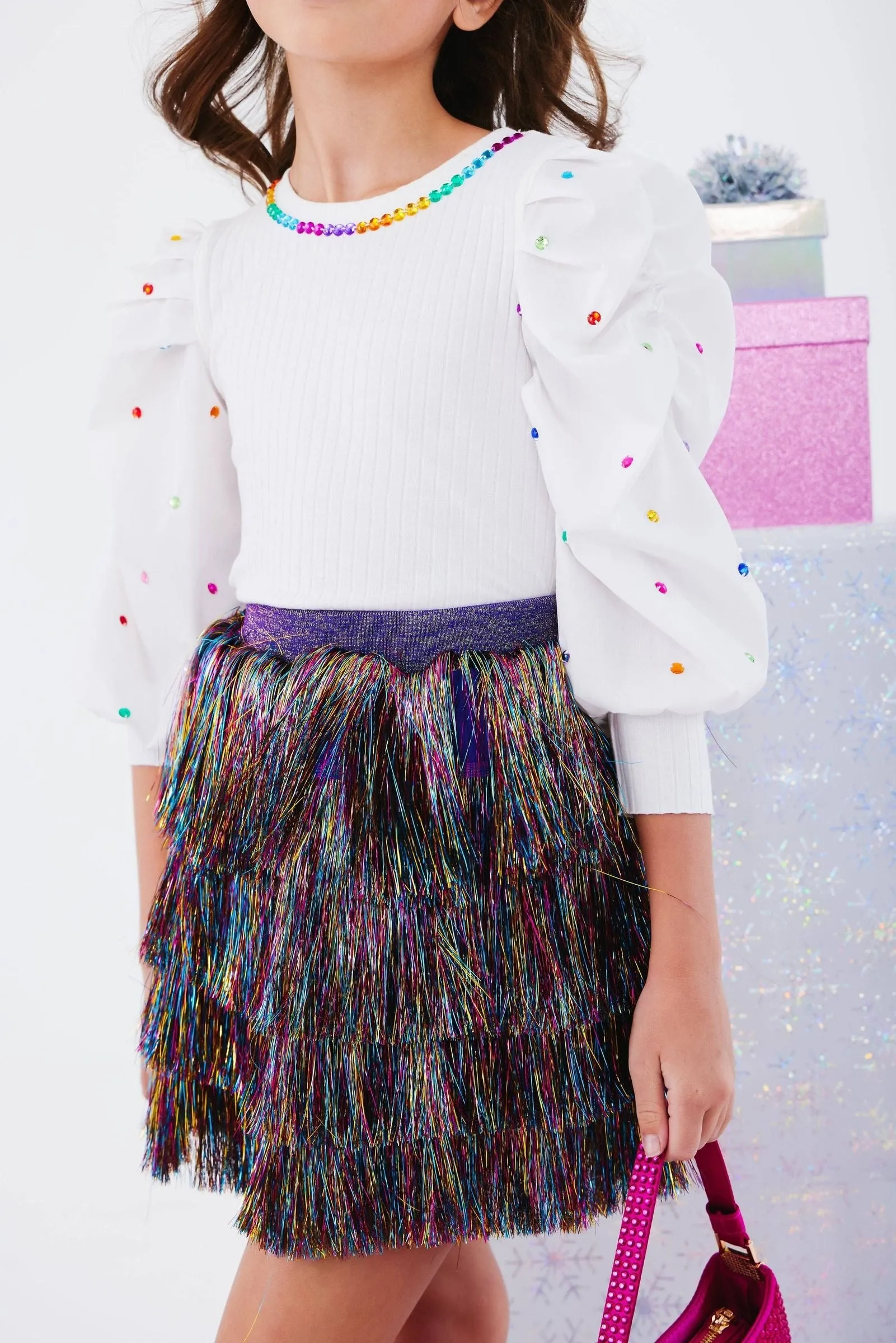 Lola and The Boys Shimmer Tinsel Party Skirt