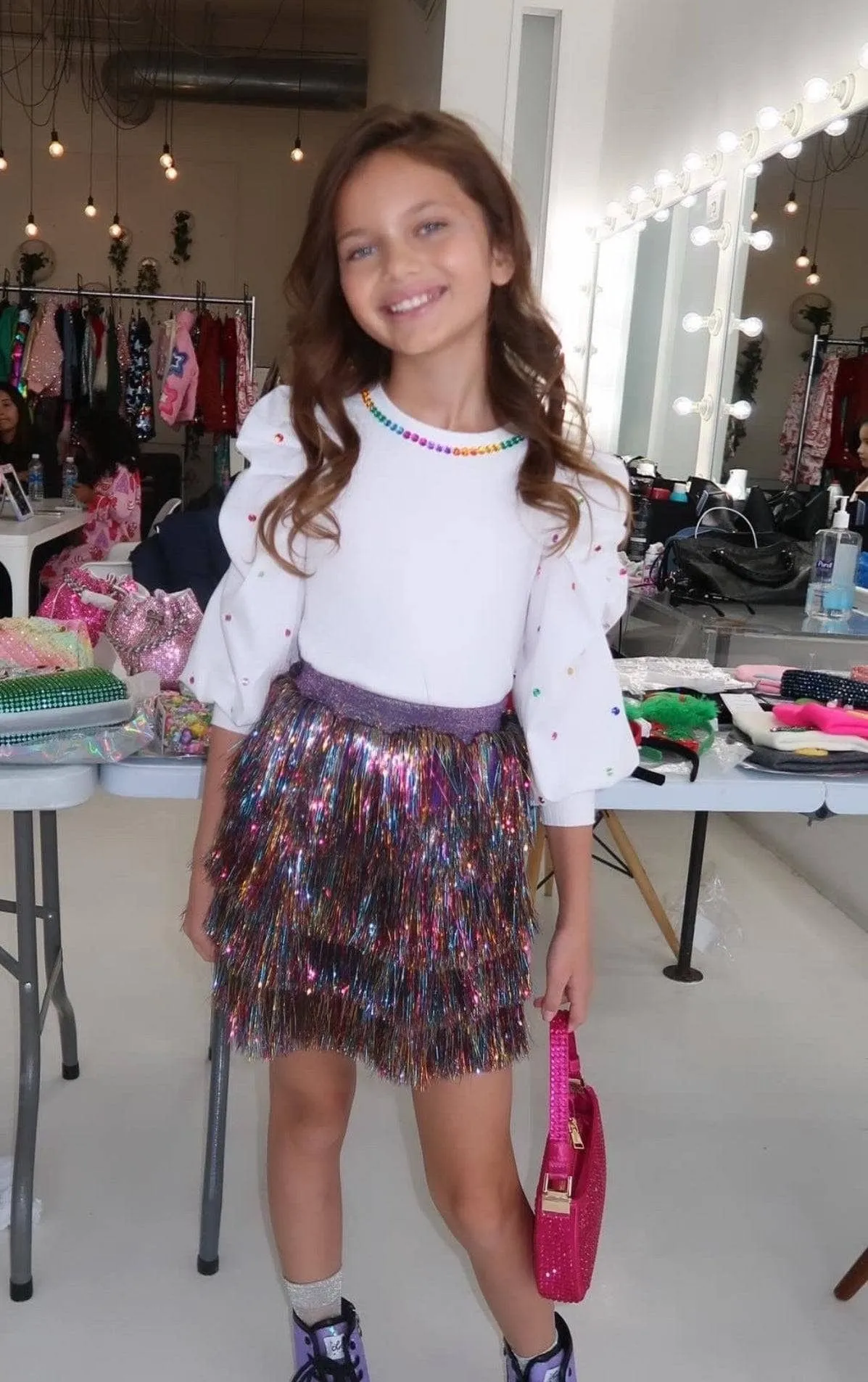 Lola and The Boys Shimmer Tinsel Party Skirt