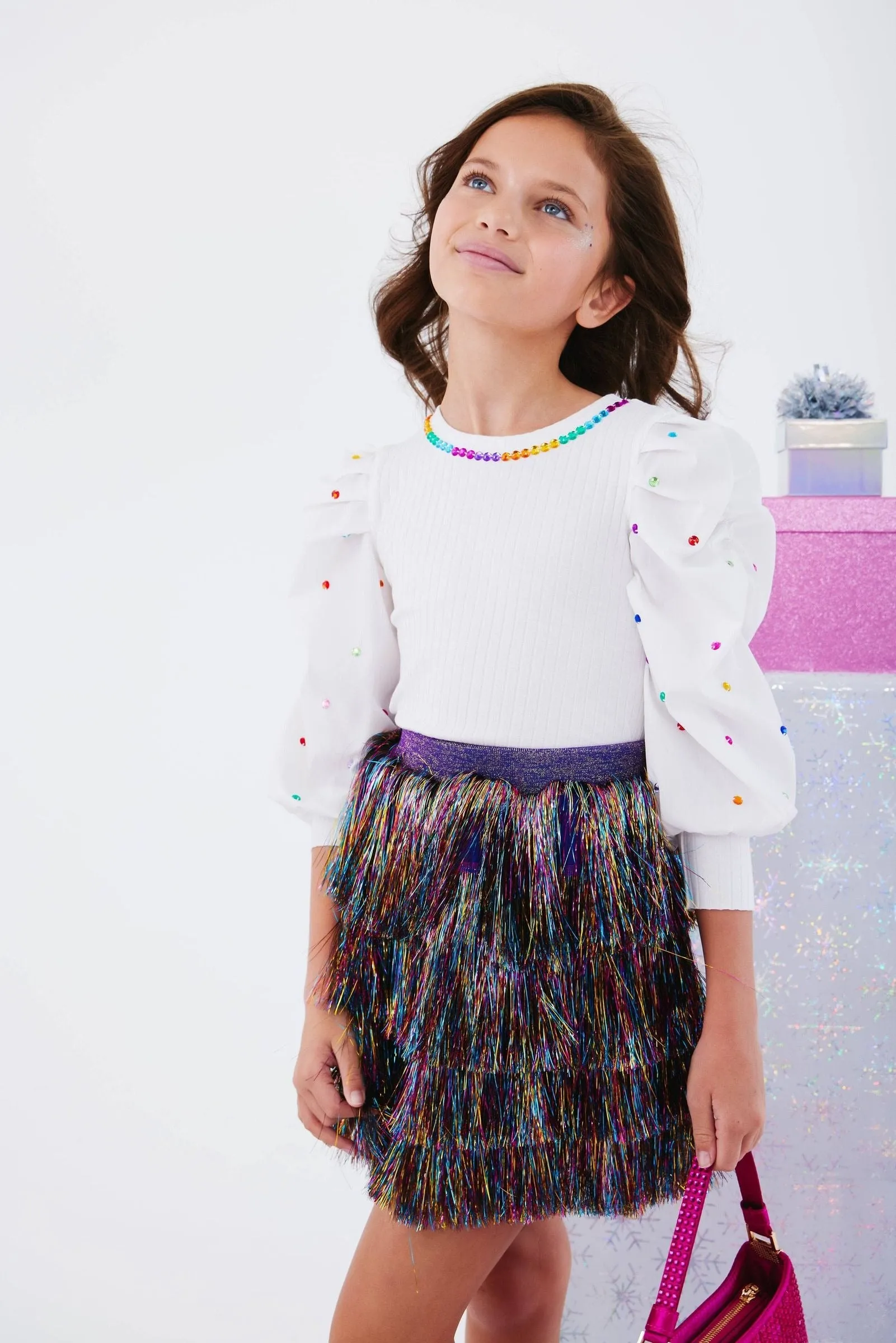 Lola and The Boys Shimmer Tinsel Party Skirt