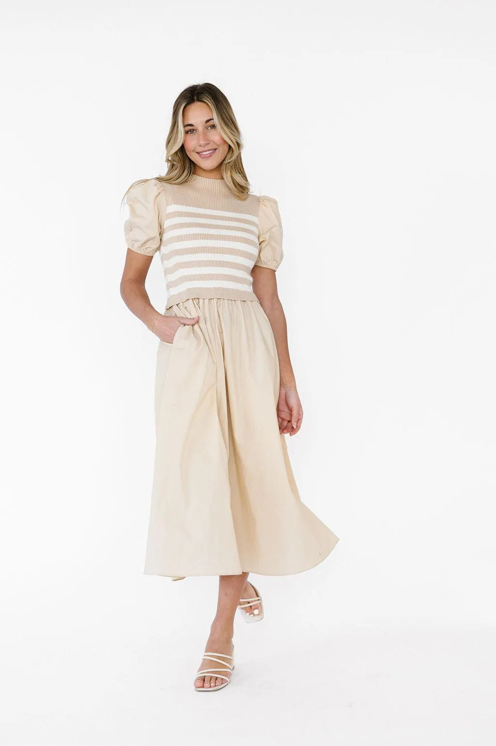 London Sweater Bodice Midi Dress