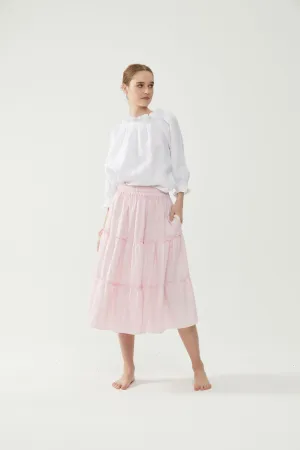 Long Rah Rah Skirt Pink