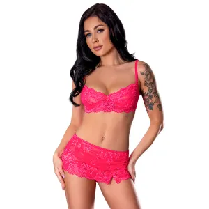 Magic Silk Get It Girl Bra, Skirt & Thong Set Diva Pink L/XL