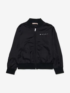 MARNI Kids Logo Bomber Jacket in Black