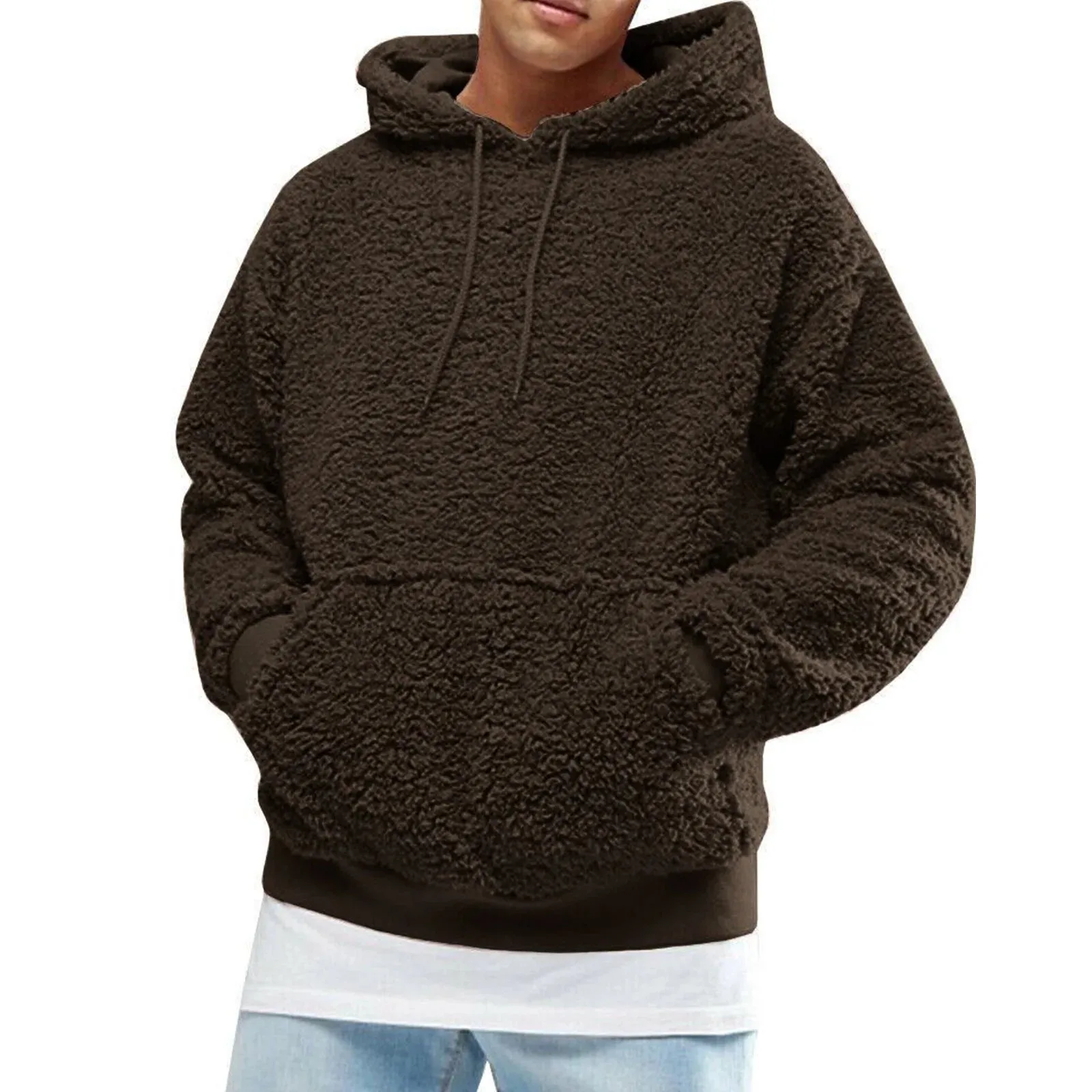 Men Fuzzy Pullover Hoodie