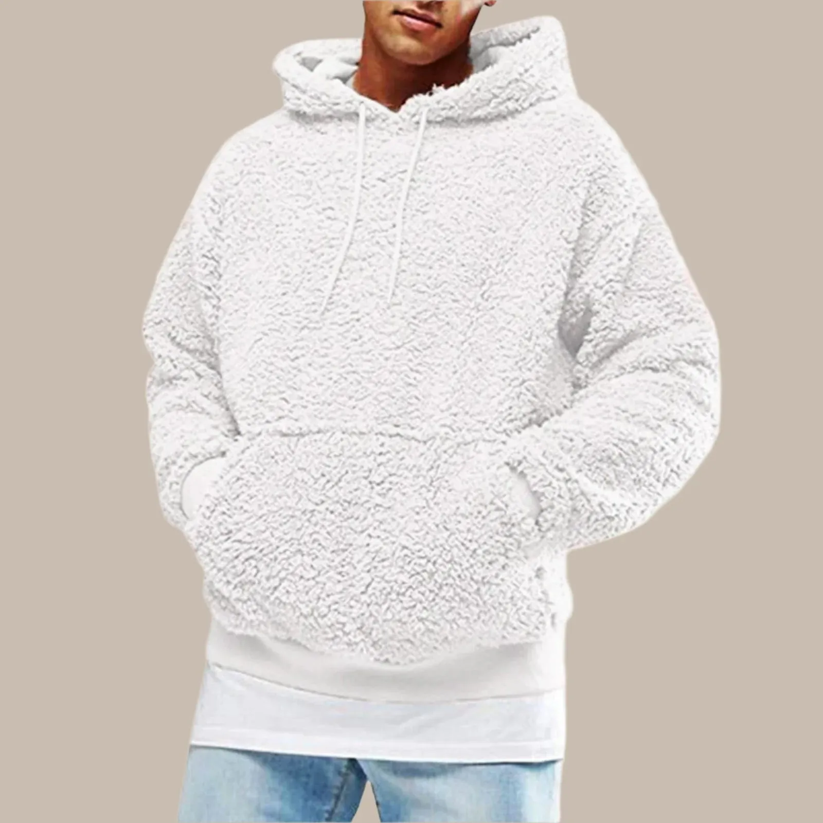 Men Fuzzy Pullover Hoodie