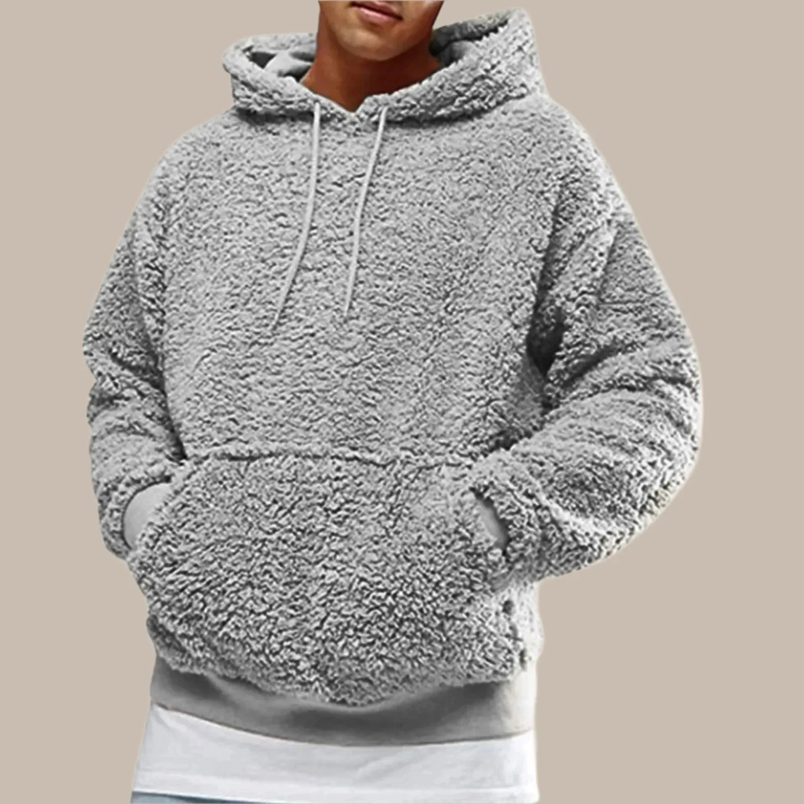 Men Fuzzy Pullover Hoodie