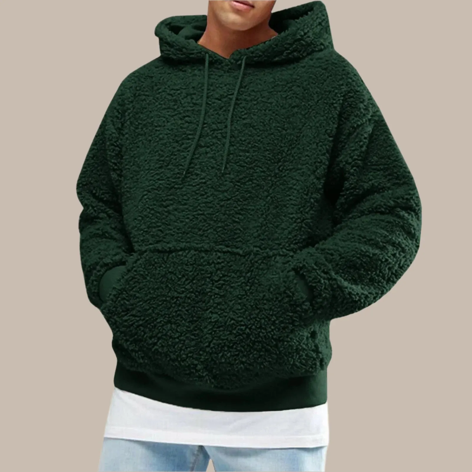 Men Fuzzy Pullover Hoodie