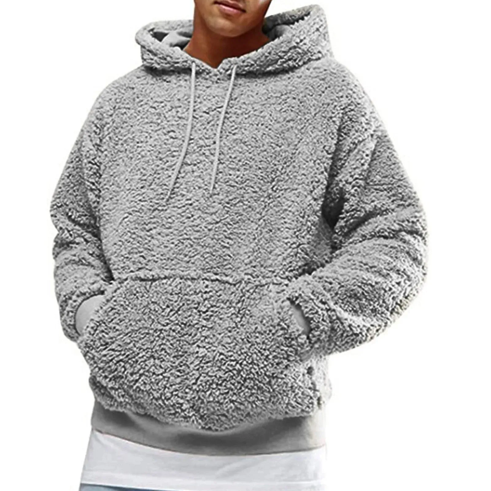 Men Fuzzy Pullover Hoodie