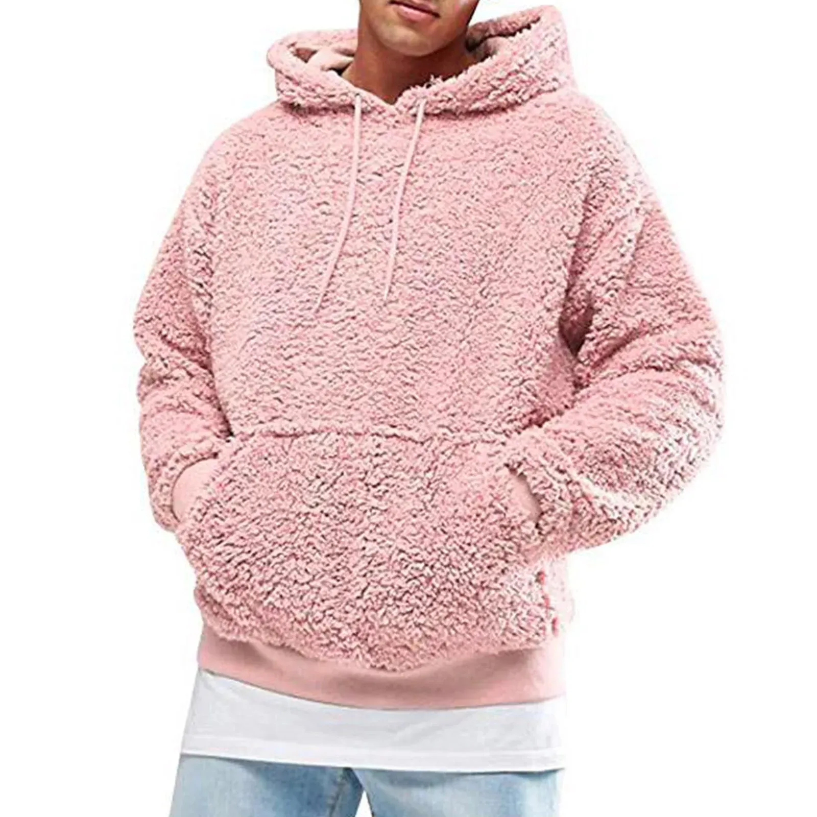 Men Fuzzy Pullover Hoodie