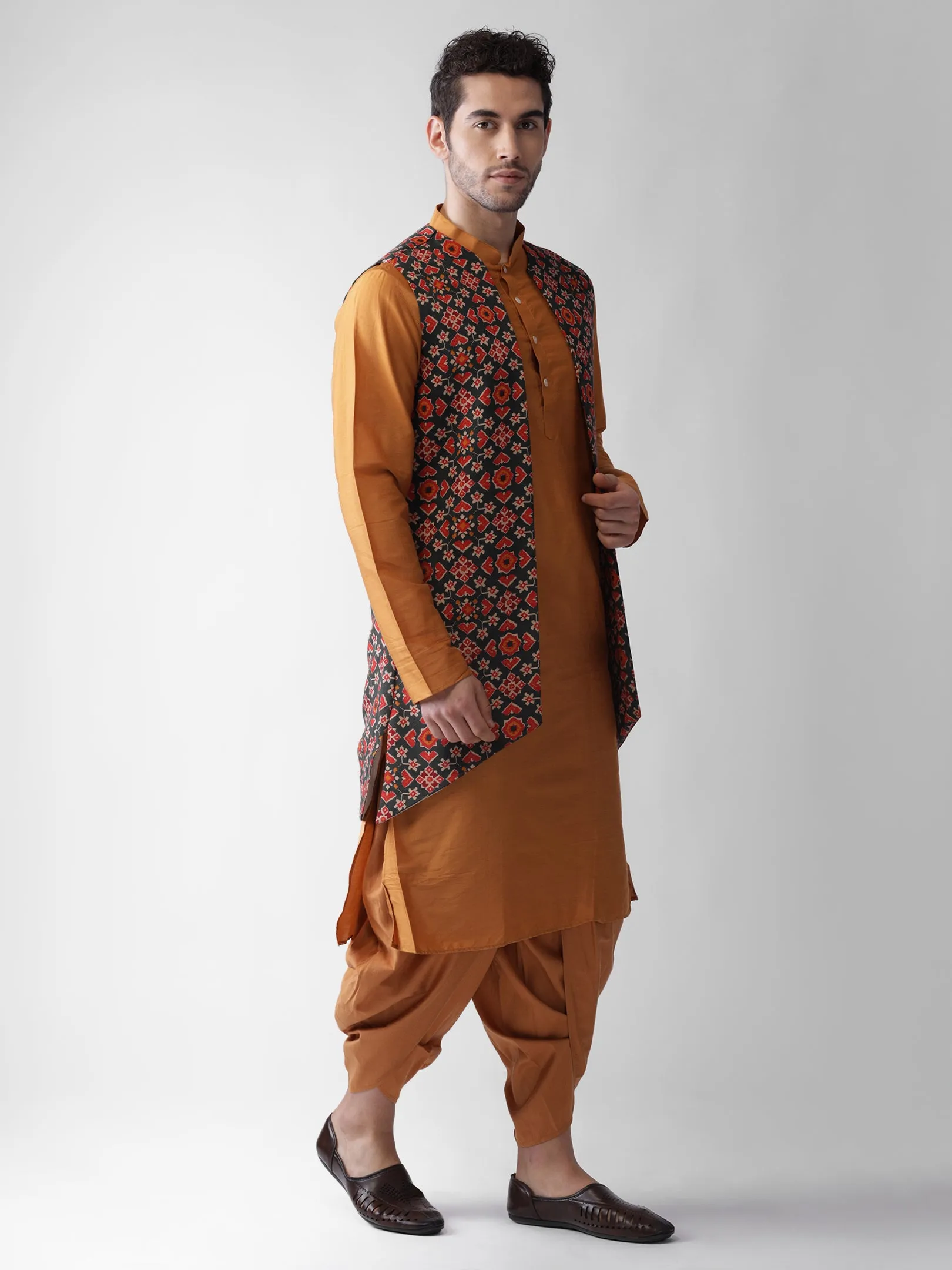 Men Multi Kurta Jacket Dhoti  Set