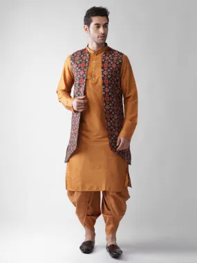 Men Multi Kurta Jacket Dhoti  Set