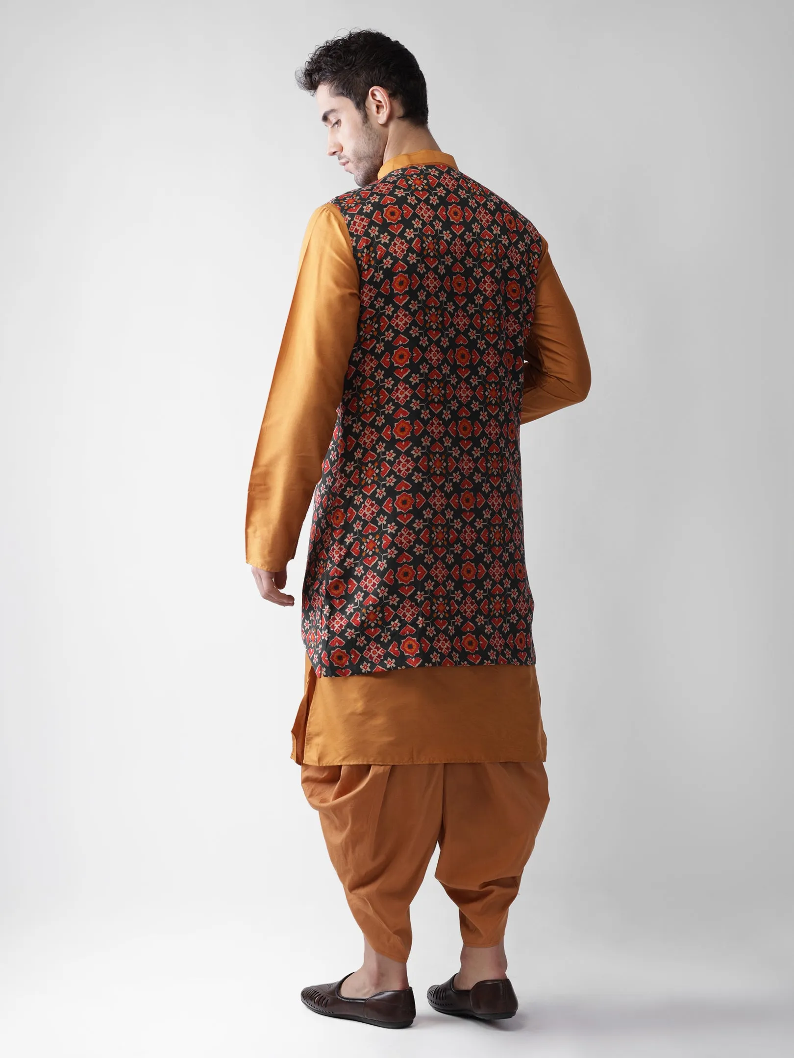 Men Multi Kurta Jacket Dhoti  Set