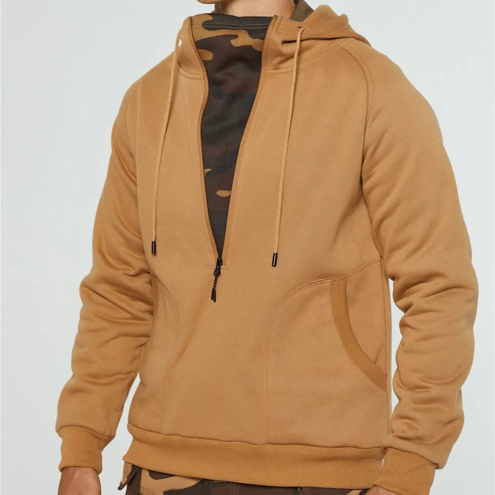 Men Zippered Large Pocket Hoodie S-2XL