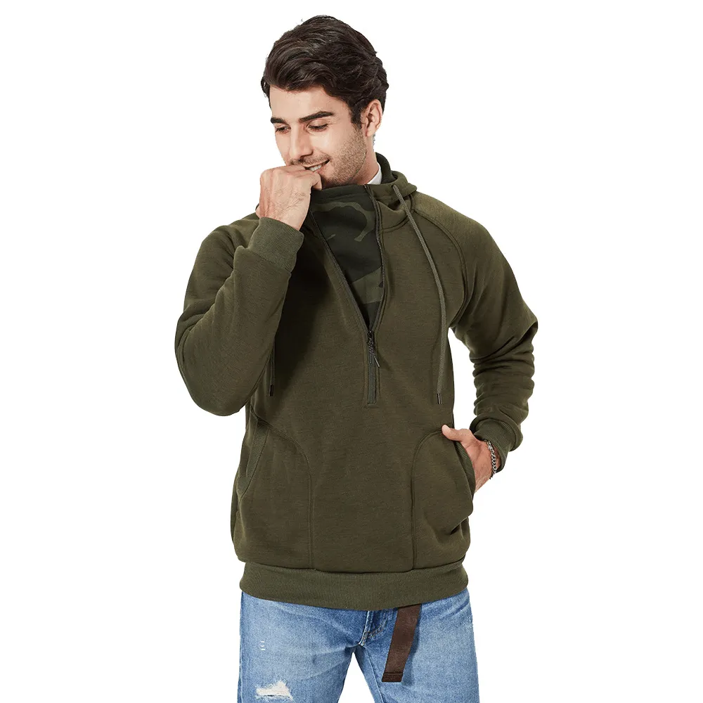 Men Zippered Large Pocket Hoodie S-2XL