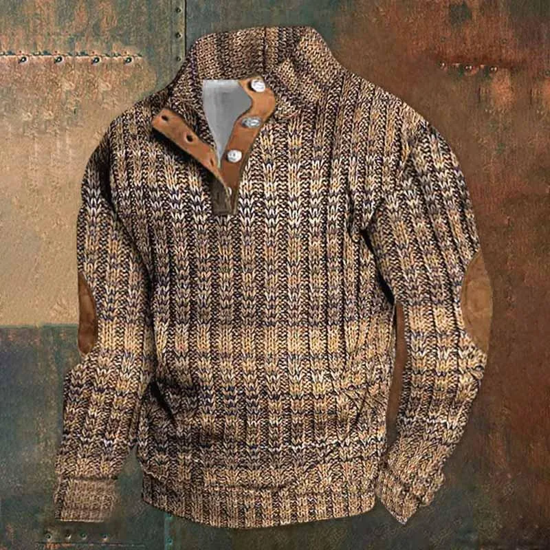 Men's Four-Button Henry Collar Sweatshirt 27826740YY