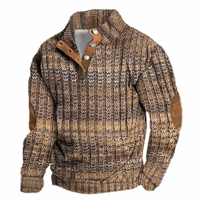 Men's Four-Button Henry Collar Sweatshirt 27826740YY